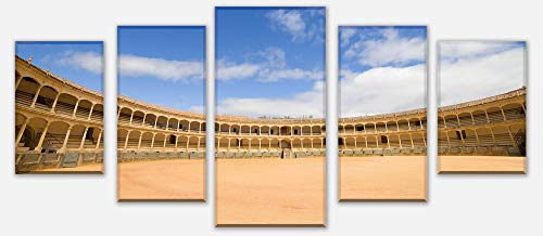 wandmotiv24 Cuadro en Lienzo Plaza de toros en Ronda, España Versión 4-100 x 45cm multiparte, Foto Lienzo, Mural M0809