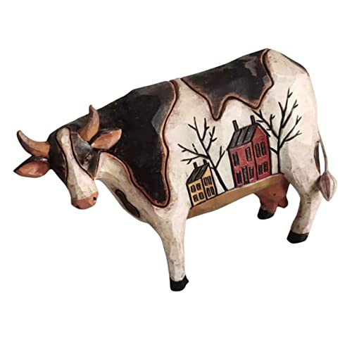 Warmhm Vaca De Madera Artificial Decoración De Mesa Decoraciones para El Hogar Estatua De Toro Estatuilla De Vaca De Madera Adorno De Vaca Figura De Vaca Adorno De Vaca De Mesa